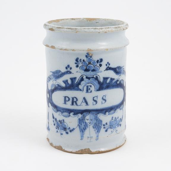 Tin-glazed earthenware drug jar