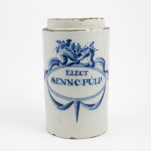 Tin-glazed earthenware drug jar