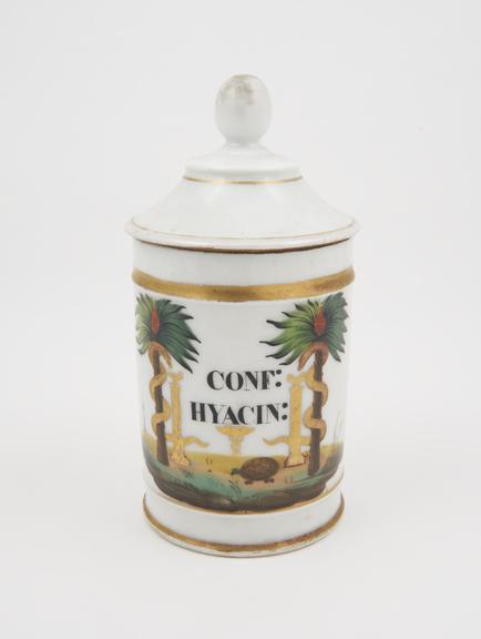 Cylindrical drug jar, true porcelain