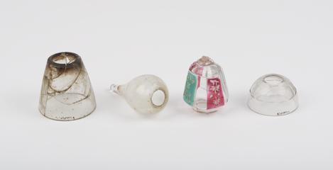 Four glass covers for oil lamps from opium set