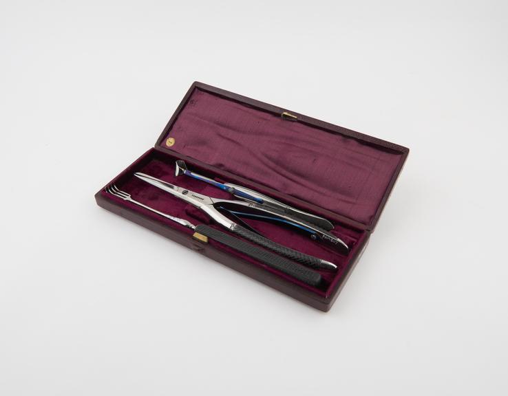 Haemorrhoidal instrument set, cased, by Ferguson, English