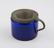 Blue glass spittoon with pewter top and handle