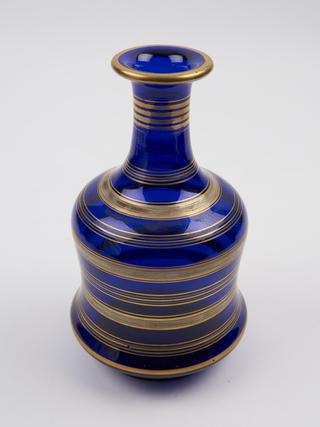 Blue glass caraffe, with glass stopper