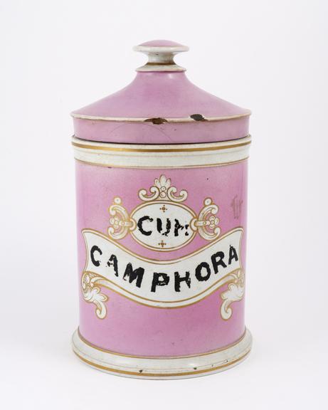 Fine earthenware storage jar with lid for camphor