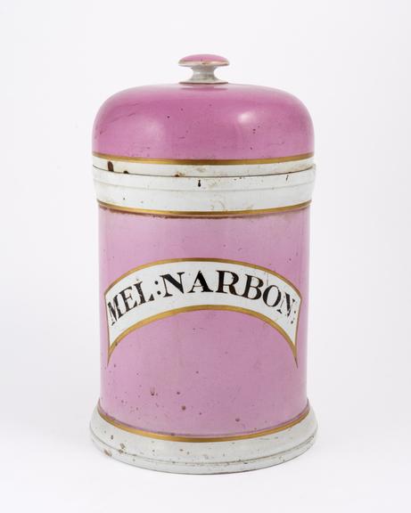 Fine earthenware storage jar with lid for Narbonese honey