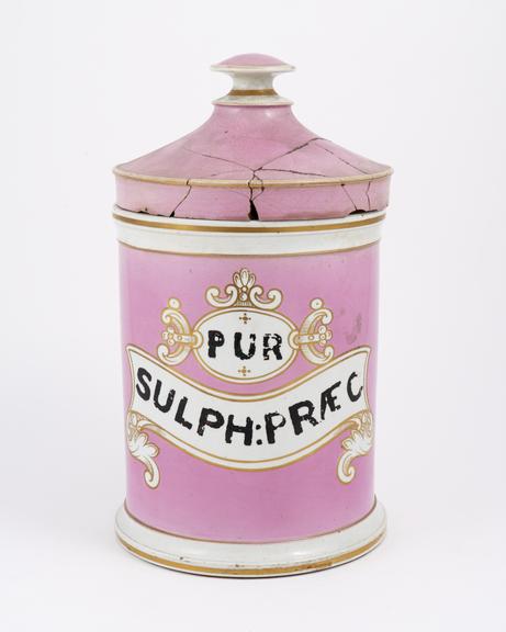 Fine earthenware storage jar for pure precipitated sulphur