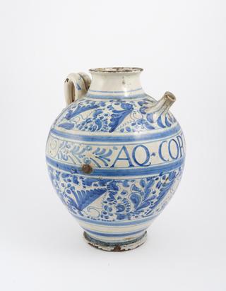 Blue and white jug used for black bark syrup