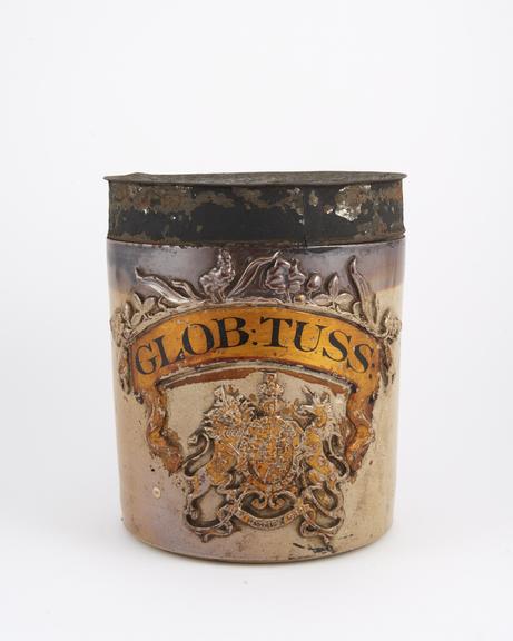 Drug jar, stoneware, glazed, English, second half 19th century