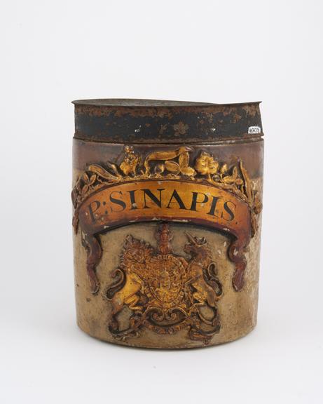 Drug jar, stoneware, glazed, with lid, English