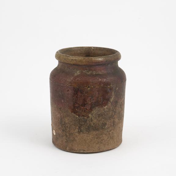 Storage jar, earthenware, glazed, English, 1851-1900, unlabelled