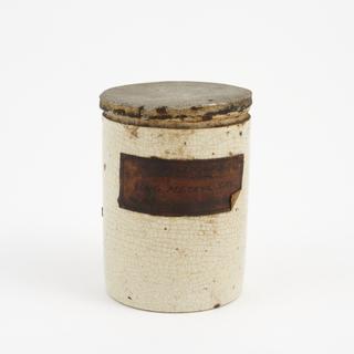 Creamware storage jar containing trace of clear brown ointment