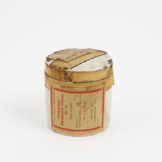 Salt-glazed stoneware dispensing pot for Genatosan ointment