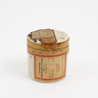 Salt-glazed stoneware dispensing pot for Genatosan ointment no. 2