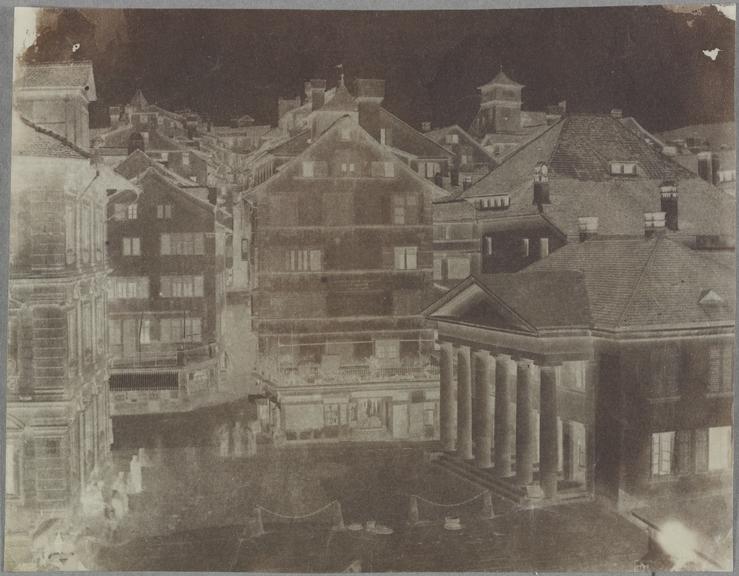 Paper negative, waxed, possibly a square in Zurich, Switzerland.