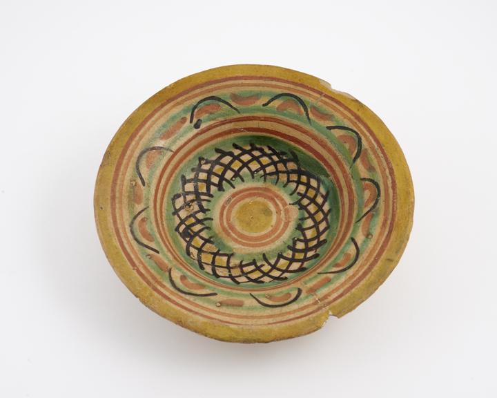 Pharmacy bowl, European, probably 1701-1900, polychrome