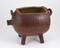 C19 thrown earthenware pot mounted on side on 4 legs with door