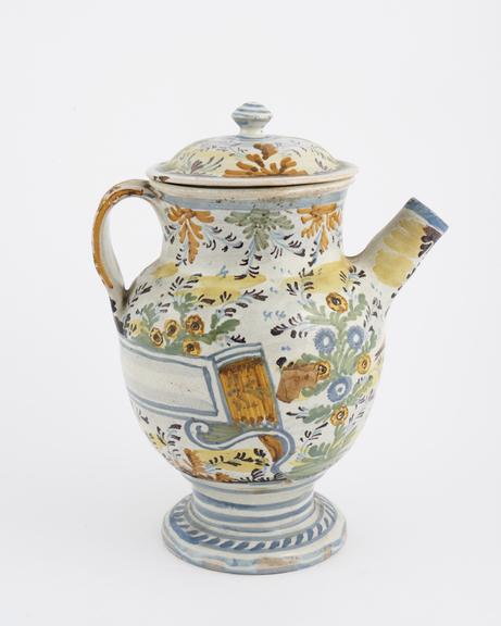 Italian syrup jug, 18th century polychrome maiolica