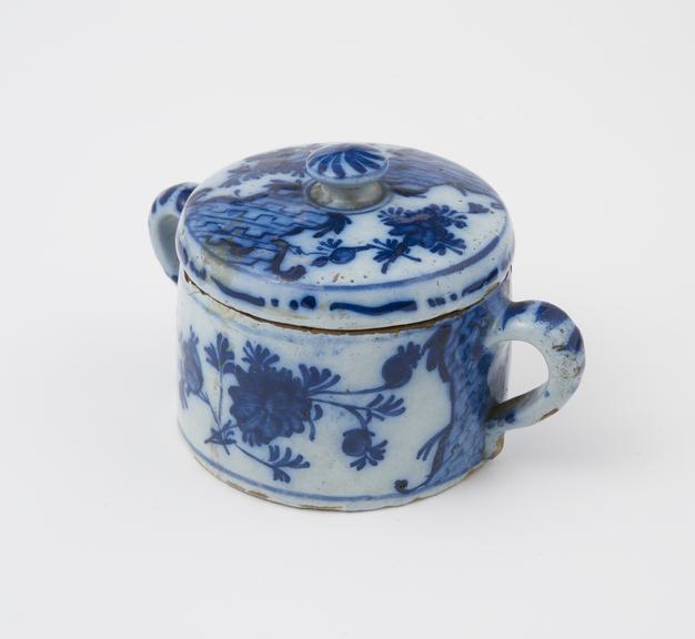 Pot pourri vase, tin glazed earthenware, probably Dutch