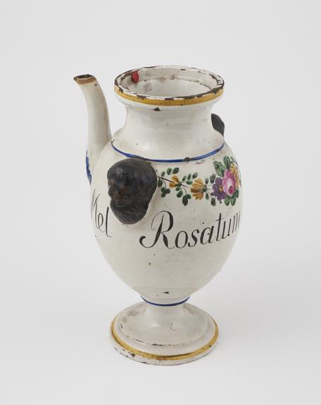 Syrup jug, north Italian, C19 polychrome maiolica