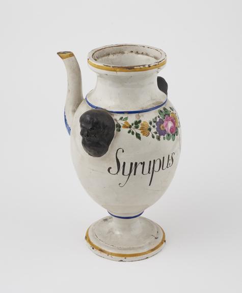 Syrup jug, north Italian, C19 polychrome maiolica