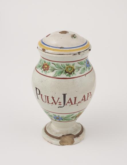 Italian pharmacy vase, early C19 polychrome maiolica