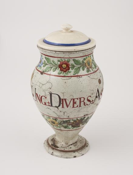 Italian pharmacy vase, early C19 polychrome, perhaps Ligurian