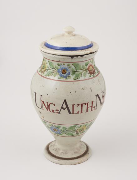 Italian pharmacy vase, early C19 polychrome, possibly Ligurian