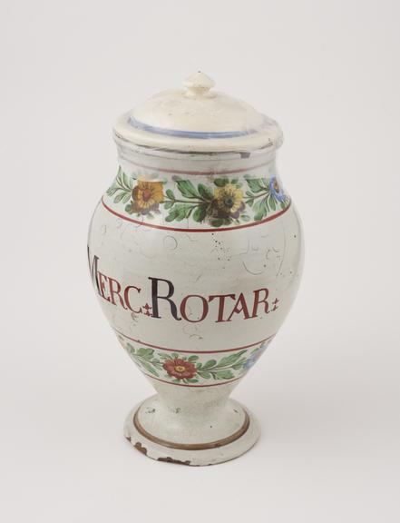 Italian pharmacy vase, early C19 polychrome maiolica