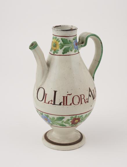 Syrup jug, Italian, C19 polychrome maiolica