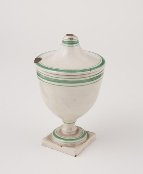 Lidded pharmacy jar, cream ware, English, 1751-1800