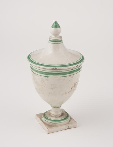 Lidded pharmacy jar, creamware, English, 1751-1800