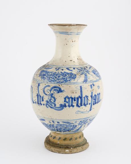 Italian storage jar, early C18 blue and white from Liguria