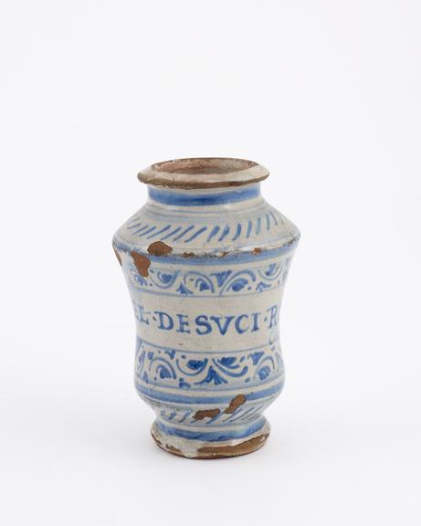 Italian albarello vase, C18 blue and white