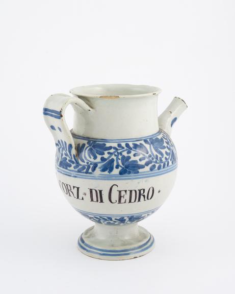 Italian syrup jug, C18 blue and white from Liguria