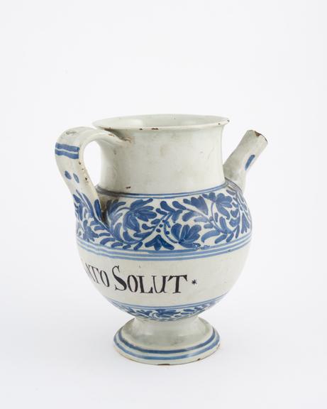 Italian syrup jug, C18 blue and white from Liguria