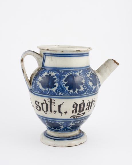 Italian syrup jug, C18 blue and white from Liguria