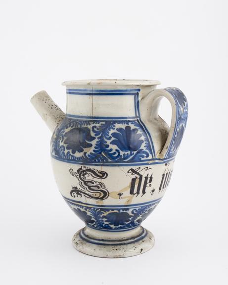 Italian syrup jug, C18 blue and white from Liguria