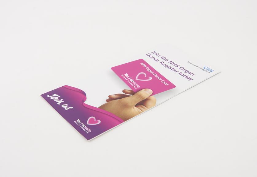 Leaflet 'Join the NHS Organ Donor Register Today' complete with