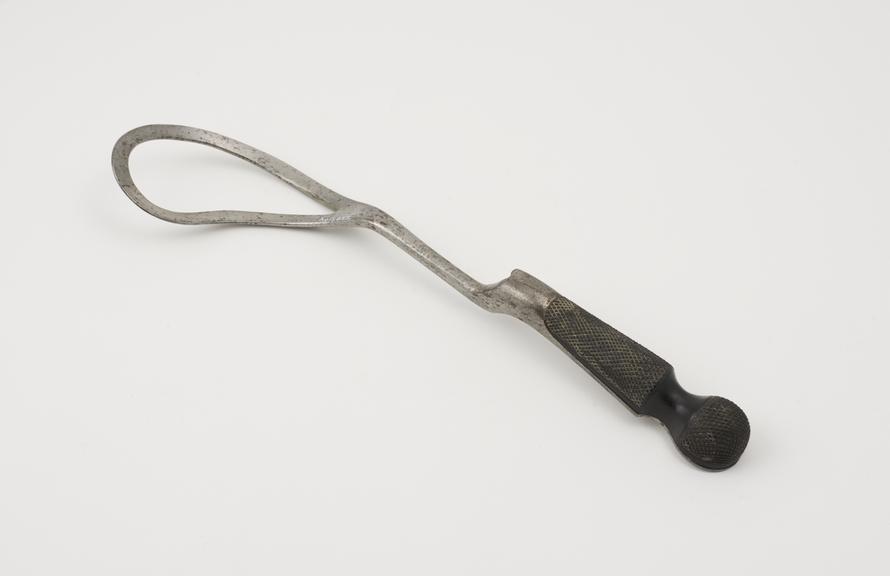 Forceps, obstetrical, one only, steel and ebony, by Wood