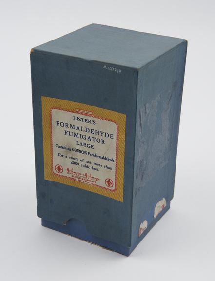 Lister's formaldehyde fumigator, in original unopened carton