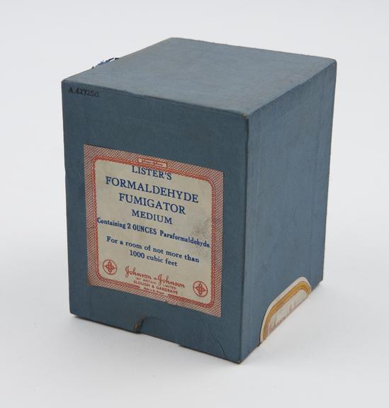 Lister's formaldehyde fumigator, in original carton