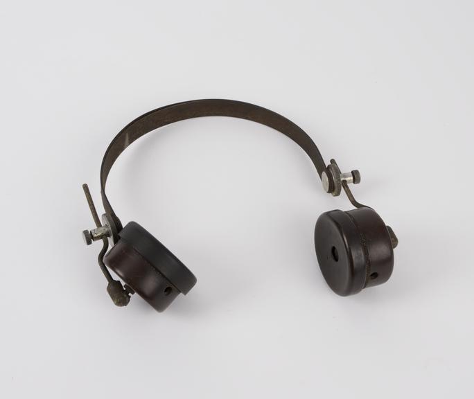 One pair B.T.H. headphones with BBC marking, c. 1923