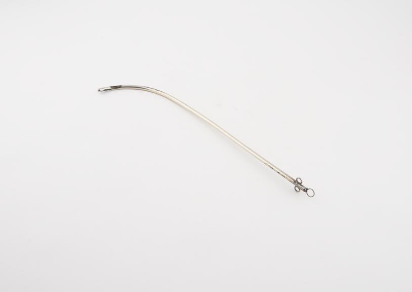 Nickel-plated catheter with proximal curve and stylet in situ