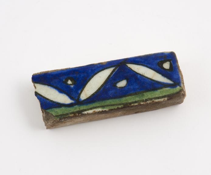 Tin glazed earthenware tile with polychrome decoration