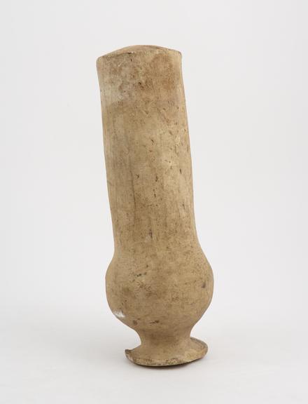 Pottery bottle, with straight sides, bulbous at shoulder