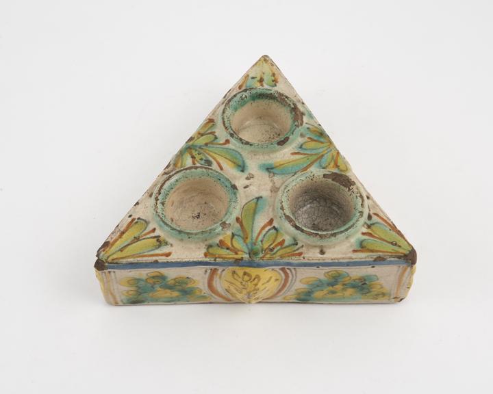 Earthenware triangle, unknown function, possibly Italian