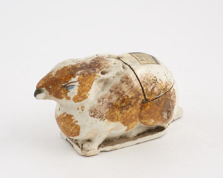 Creamer in form of rabbit, Italian, 1840-1900, earthenware