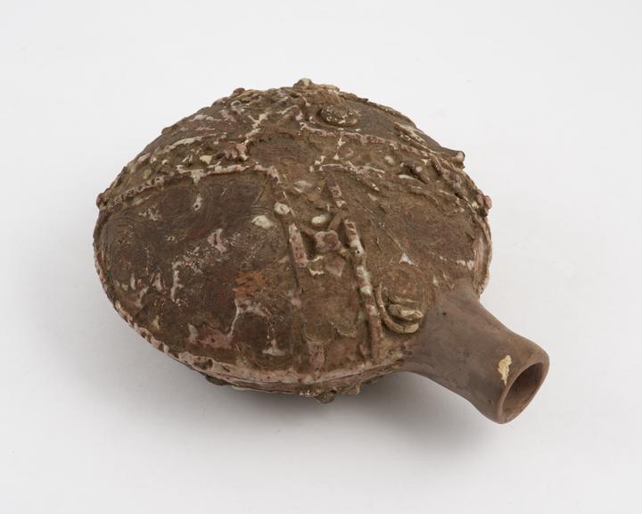 Hip flask, Italian, 1801-1900, earthenware