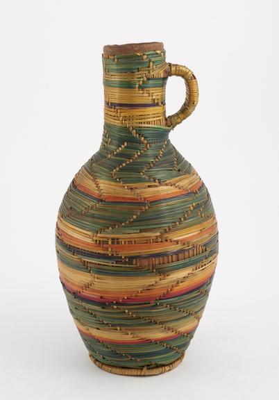 Bottle covered with basket work, 20th century