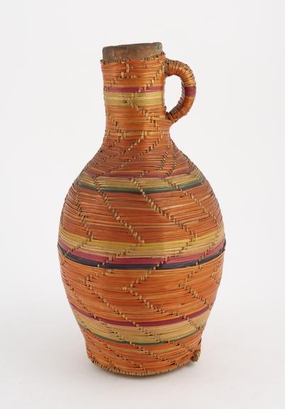 Bottle covered with basket work, 20th century